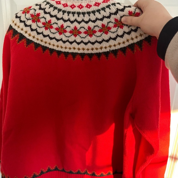 Alex Mill red merino wool fair isle cardigan, size L - Picture 4 of 7